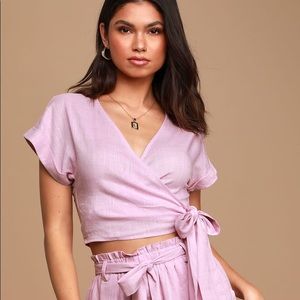 Lulu’s lilac wrap crop top
